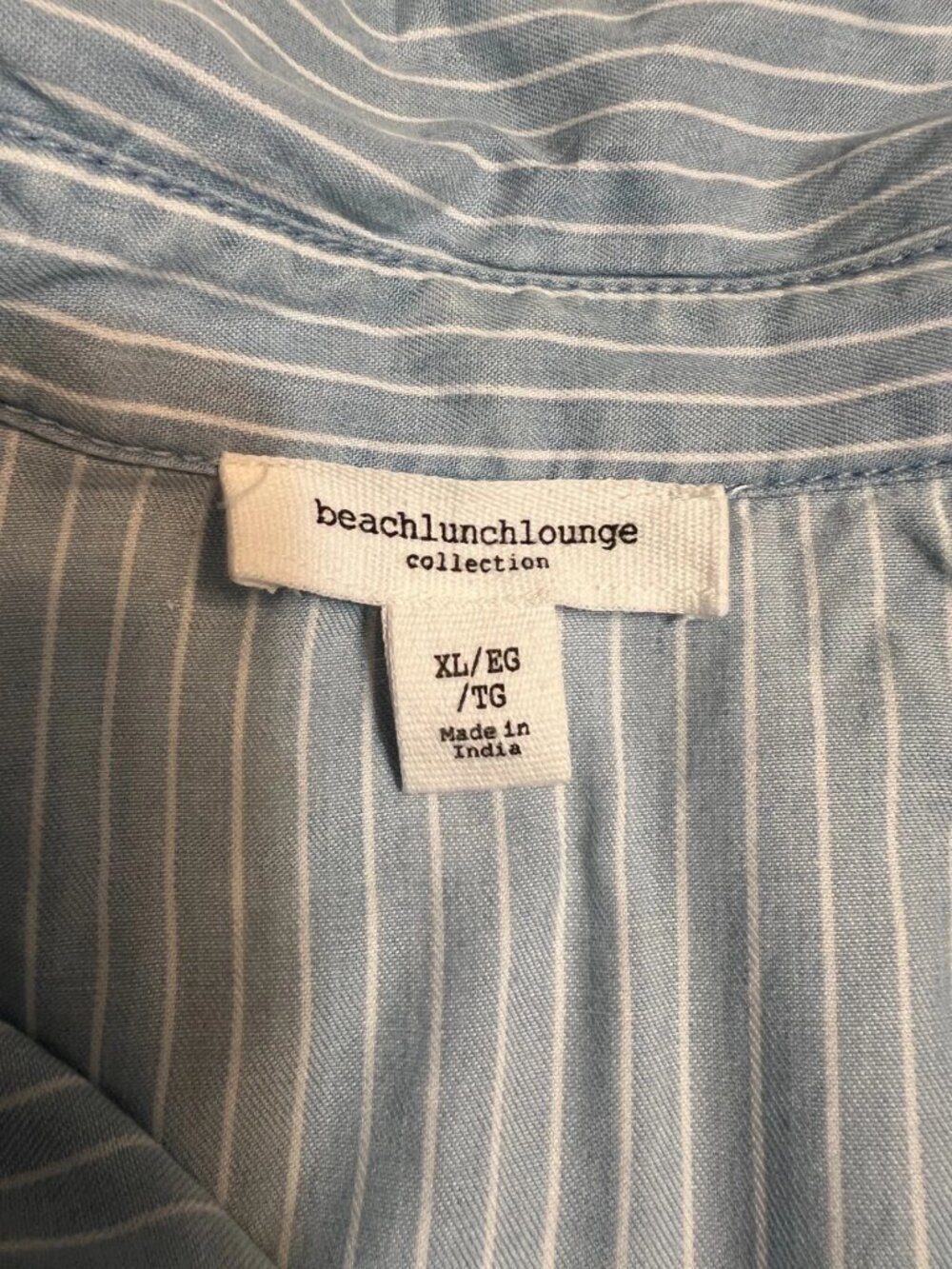 BeachLunchLounge Tiered Dress Women’s XL Blue White Striped Lyocell Boho Summer - Picture 5 of 9
